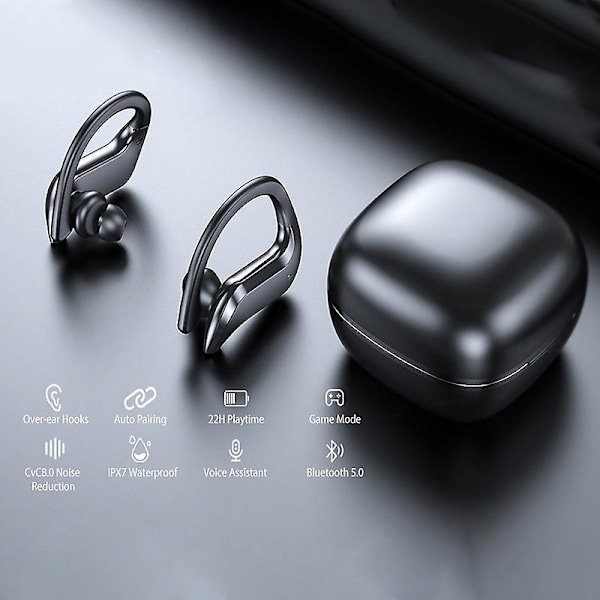 Md03 Tws Bluetooth-headset Blå Nyhetslösning 5.0 Öronmonterade Sport Digital Display Touch Earbuds