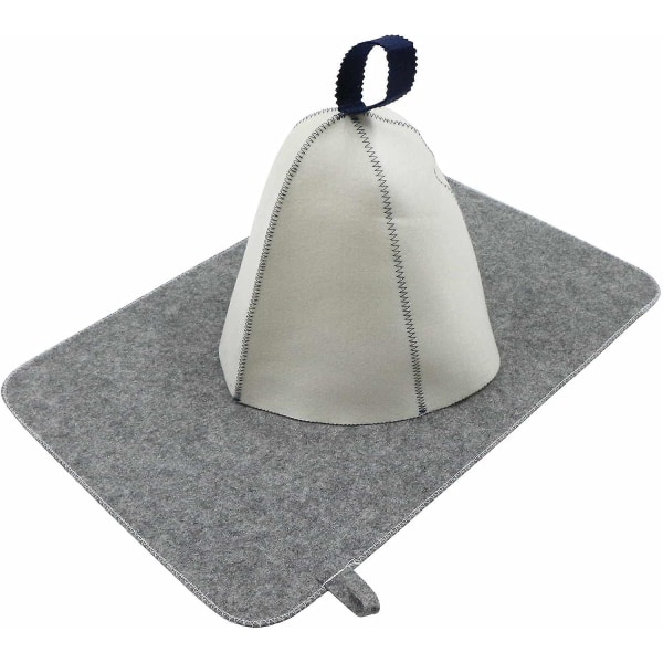 Bastuhatt Naturlig textil - Duschmössa i cap med krok Lämplig för män och kvinnor i alla storlekar (hatt + filtdyna)
