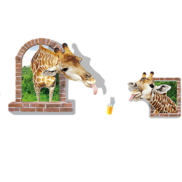 3D Giraffe Wall Stickers,Removable Funny Giraffe Animal Home Decoration, 3D Vivid Mural Decals