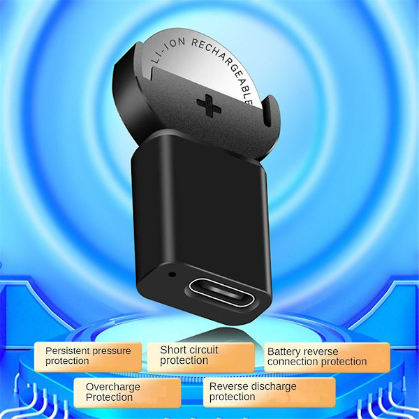 Laddning av typ C litiumbatteri för LIR2032 LIR1632 LIR2025 LIR2016 LIR2032H batterier Långvarig, utan kabel (svart)