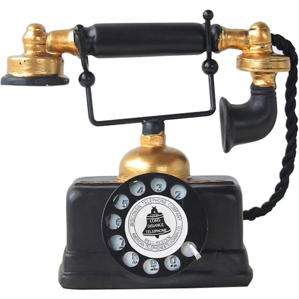 Skrivbordsdekoration, antik vintage retro sladdtelefon med sladd Fast telefon hemkontor dekorativ dekoration