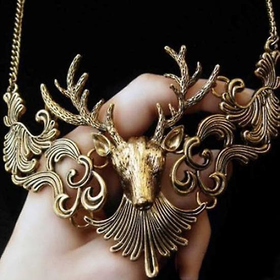 Retro Statement Hul Deer Head Vedhæng Insekter Halskæde Gave (Sølv)