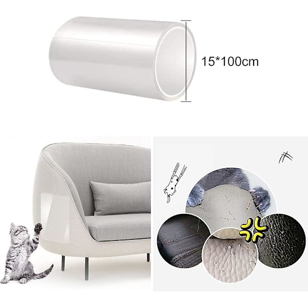 Katt Soffa Skydd, 15 * 100CM Transparent Möbelskydd Mot Katter Anti-Scratch Skydd för Katt Möbler