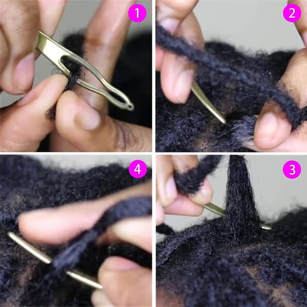 3 stk. Dreadlocks-værktøj, Interlocking-værktøj til Locs, Easyloc-hårværktøj til Dreadlocks, Interlocks eller Sisterlocks, Tilspændingstilbehør til små S
