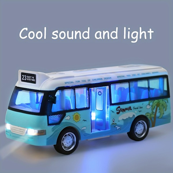 Lasten bussin oven avautuva bussimalli leluauto Inertia Simulation Bus Pojat ja tytöt Lelut（sininen）