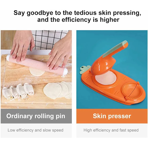 2-i-1 Dumpling Mold Press, Dumpling Maker, Manuell Deigpresse, Dumpling Skin Mold og Dumpling Making Mold, Manuell (Rosa)