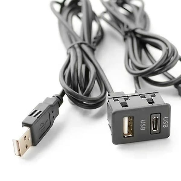 150cm Bil Dash Mount 2 Usb Port Panel Auto Båd Dual Usb-tapyc Forlængerkabel Adapter Til（sort）