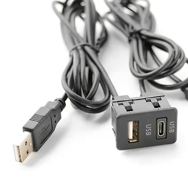 150cm Bilinstrumentpanel 2 USB-port Panel Auto Båt Dubbel USB-tapyc Förlängningskabel Adapter För（svart）