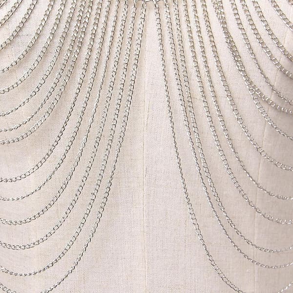 Dam Retro Mode Silver BH Kropp Halsband Kedja Bikini Magkedja