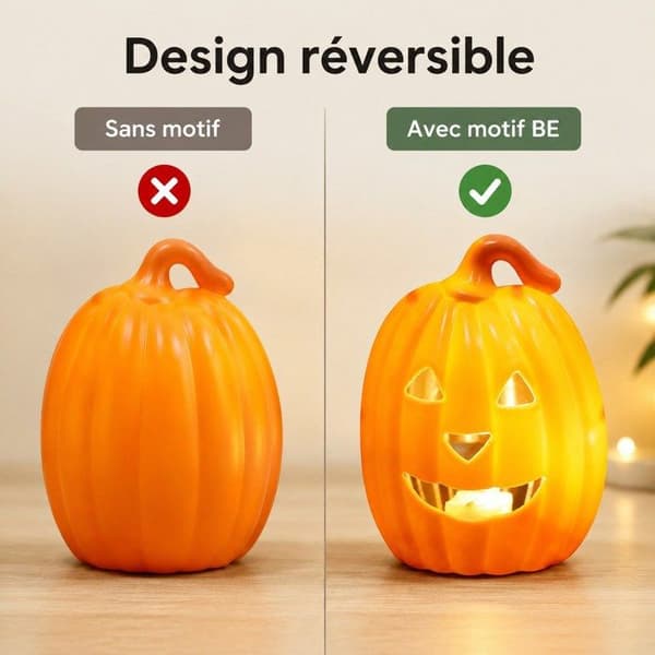 Dekorativ Lysende Græskar - VÆR - Halloween Dekoration - Dobbeltsidet hvid XXS