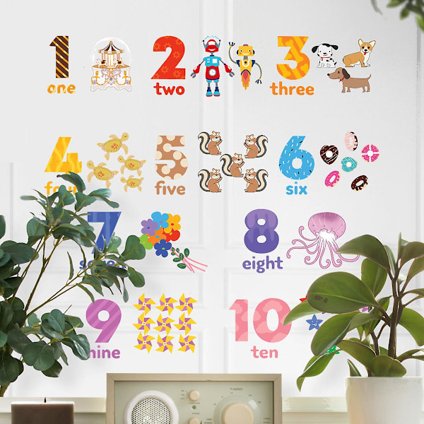 Numb Number Wall Decals Børn Nummer Stickers Alfabet Abc Wall Decals Peel Og Stick Dyr Nummer Wall Stickers Uddannelsesmæssige Klasseværelse Stickers Fo