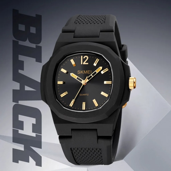 SKMEI Herr Quartz Watch Simple Armband Watch Herr Precise Time 5ATM Vattentät watch Herrmodearmband Business Watch, Svart