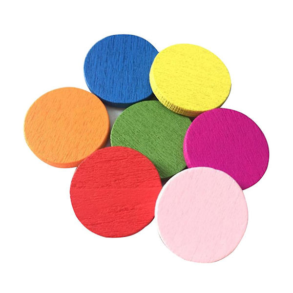 50 kpl pyöreä puupala värikäs kiekko oppimistyökalut oppilaat matematiikan opetusvälineet lapselle tytölle (sekoitettu väri)（2.00X2.00X0.20CM）
