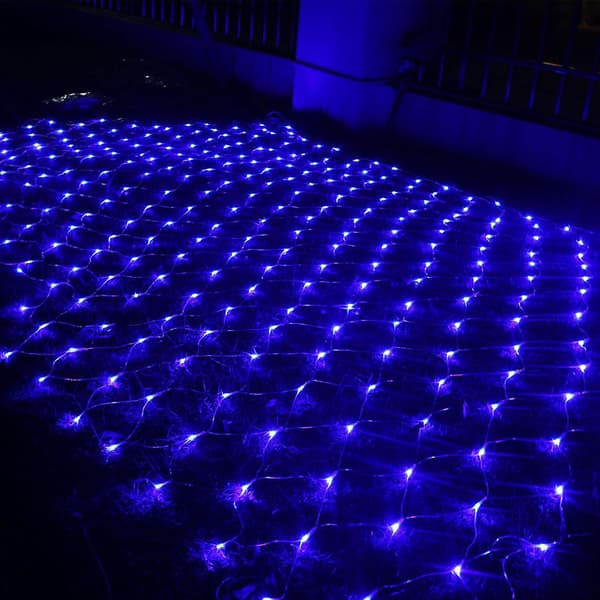 1,5mx1,5m LED-slingljusnät för bröllopsdekoration i trädgården (blå)