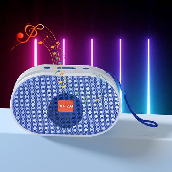 Trådløs Bluetooth-høyttaler Syvfarget stemningslys Subwoofer Skrivebords Bluetooth-høyttaler (blå)