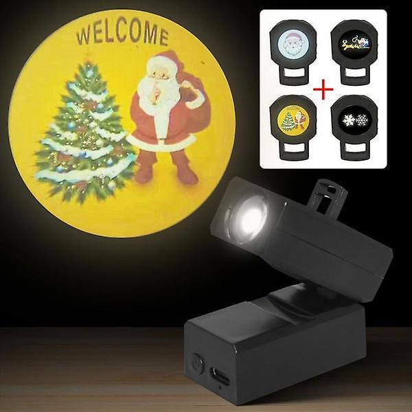 Juleprojektorlampe Led-projektorlampe 4 udskiftelige lampe mønstre Indendørs projektorlampe Feriebelysning