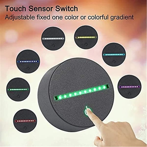 Stemningslys Base 3d Illusion Led Nattlys Base 16 Farger Touch/fjernkontroll Acsergery Gave