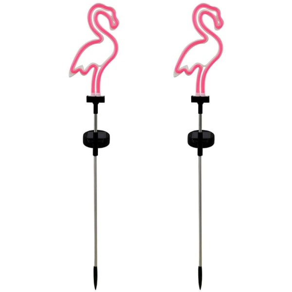 2-pack Flamingo Neon Rosa Solar Garden Lights för gräsmatta stigar
