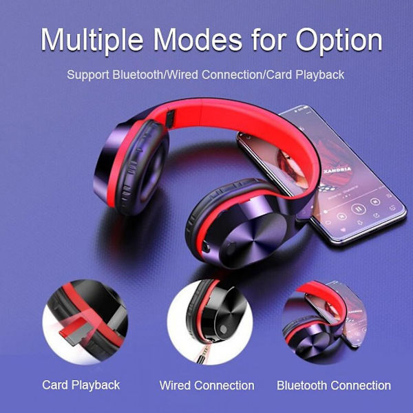 T5 Stereo Foldable Gaming Headset for Bluetooth 5.0 Support Tf Card 9d Headset Hifi Headset Foldable Wireless Headset Ear Earplug Headphone