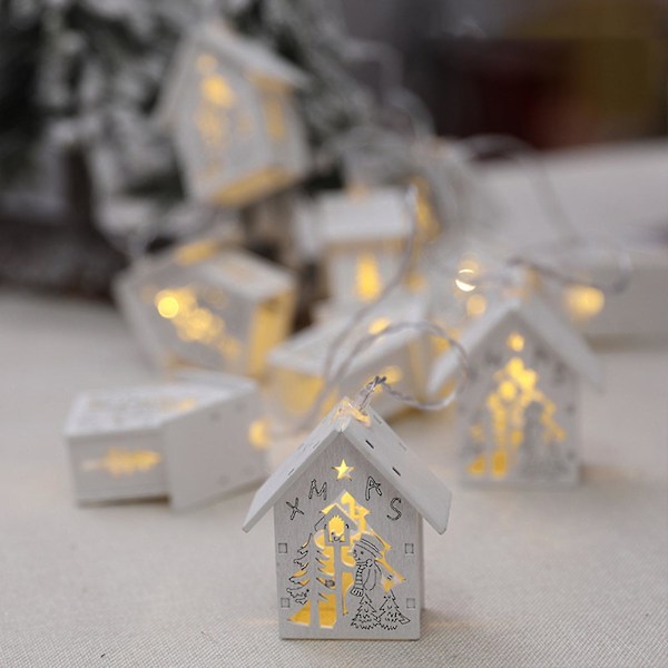 Christmas Wooden Led Snowflake Lights Hollowed Out Small House Lights Mall Supermarket Scene Decoration Five-Star String Lights