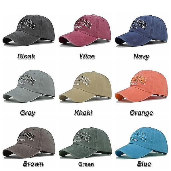 Herrehatt Vasket Bomullhatt Brodert Baseball Cap Hat Dame Solhatt Toppet Cap Justerbar（Gul）