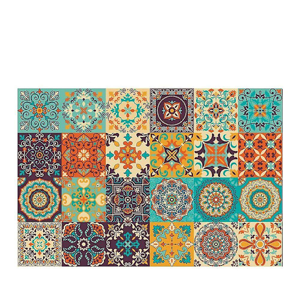 Flise klistermærker mandala væg flise klistermærker 20 stykker PVC flise klistermærker fliser selvklæbende tapet vandtæt væg klistermærker til køkken, skab, møbler, bord