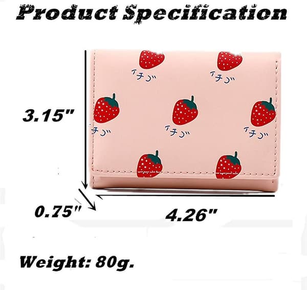 Cartoon Frukt Tri-fold PU Plånbok Multi-kortfack Liten Plånbok För Present (beige)