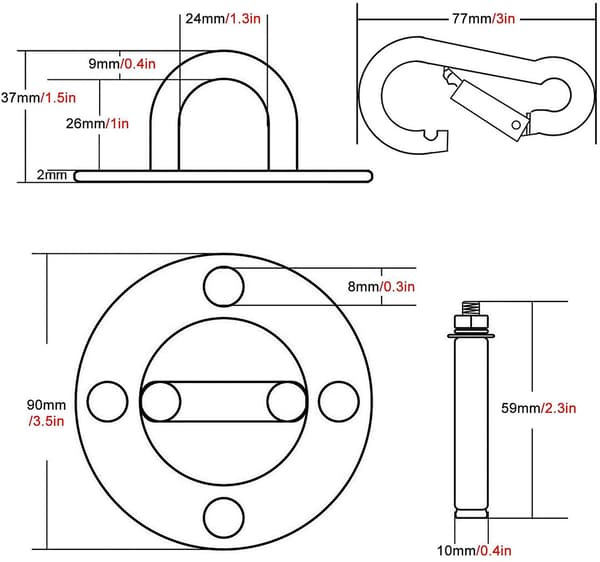 Kattokoukkusarja, riippumattojen seinäkoukut, riipputuolit