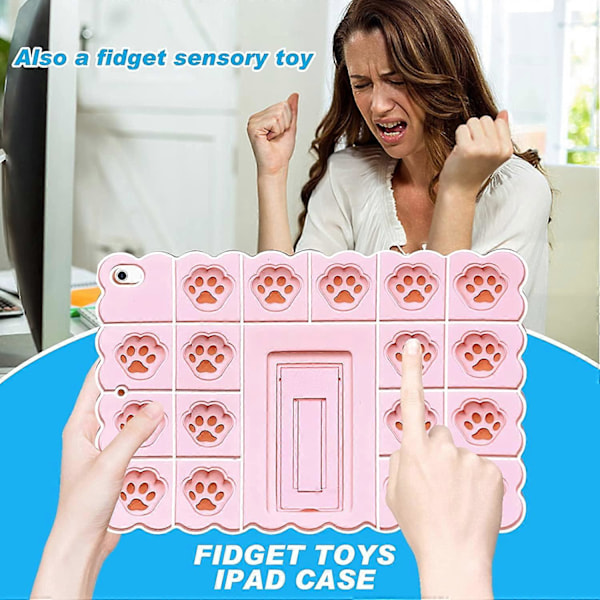 Fidget-leksakshölster för iPad Mini 4/5 7,9 tum, Katt-Pop-Bubbla Hölster [med Stativ/Snodd], Stressreducerande Regnbågssilikon Hölster Stötskyddande Skydd för