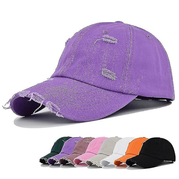 Herre- og damebaseballcaps - Sommerdame solsport visirhatt huller solhatt spiss caps justerbar (hvit)