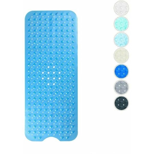 Kylpymatto, kylpymatto 200 imukupilla, kylpymatto, liukumaton suihkumatto, 100 x 40 cm (läpinäkyvä sininen)