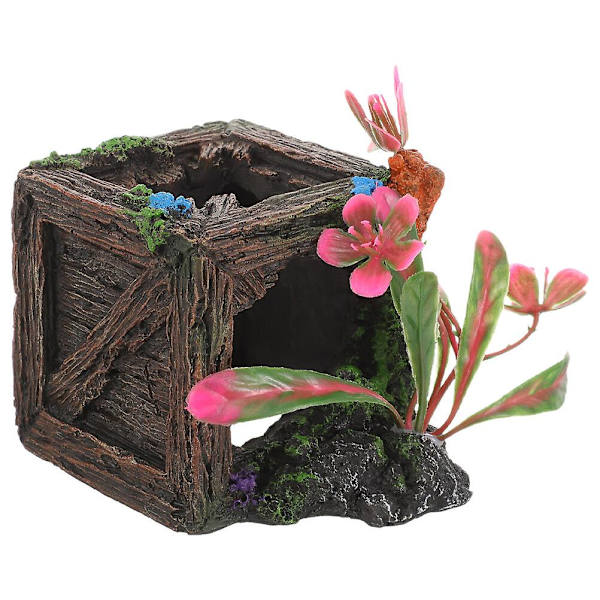 Harpiksfisk skjulested lille betta fisk skjulested akvarium landskab akvarium tilbehør（9.00X7.50X7.50CM，Som vist）