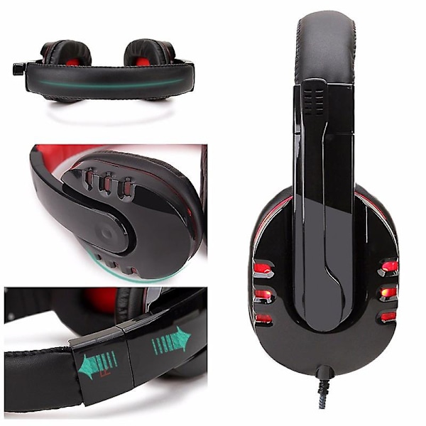 Illuminate støjreducerende gaming headset hovedtelefoner headset øretelefoner hovedbøjle med mikrofon stereo bas