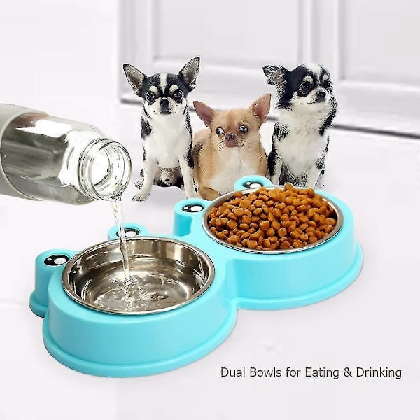 Hållbar Hundskål i Rostfritt Stål Mat & Vattenmatare Halksäker Design Motståndskraftig Silikonmatta Halksäker Design Förhindrar Glidning För Små Hundar/katter L
