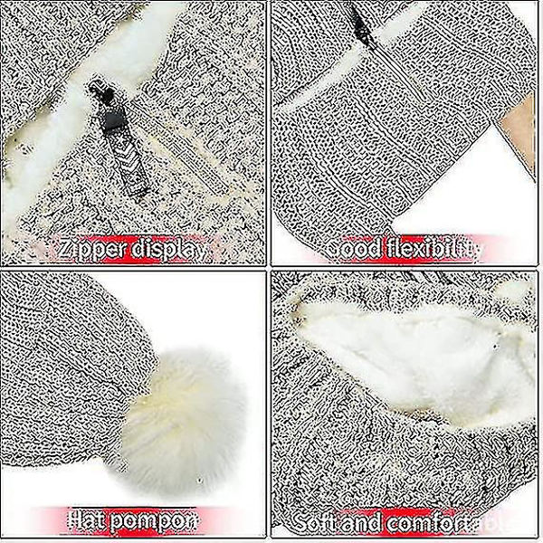 Vinter Siamese Vindtät Mössa Stickad Cirkel Halsduk Krage Mössa Termisk Fleece Fodrad Slouchy Tjock Mjuk Stretch Vinter Mössor Varmt Öra Ansikte Skydd För