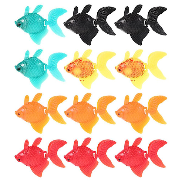 12 stk fargerike kunstige fiskemodeller, dekorative fiskesimuleringer for akvarier (5,5 x 4,2 cm, tilfeldig farge)