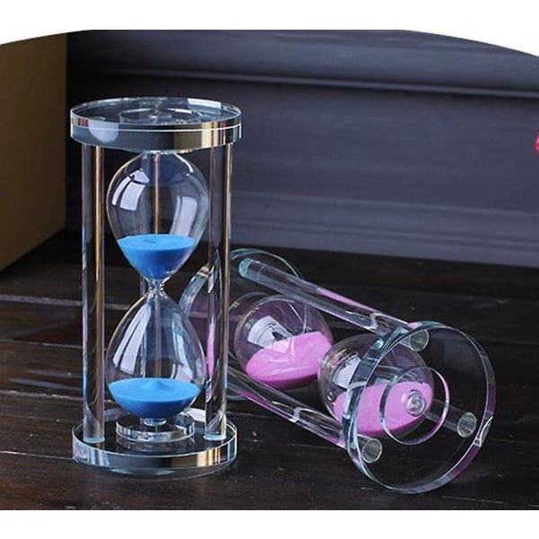 Klart kristall timglas timglas klocka hantverk glasdekoration, 15 minuter/30 minuter/60 minuter (blått, 30 minuter)