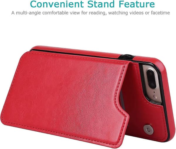 iPhone 7 Plus iPhone 8 Plus Plånboksfodral med Kortfack, Premium PU-Läder Stativ Kortfack, Dubbel Magnetisk Spänne och Hållbart Stötsäkert Co