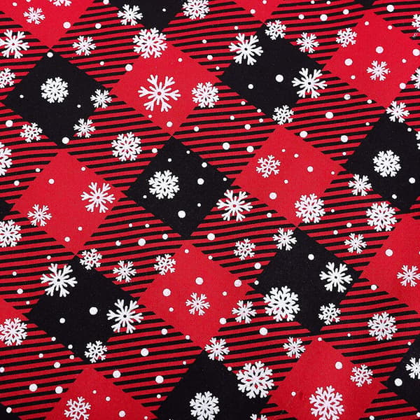 3 st Buffalo Plaid-väskor med snömönster Bomullspresentpåsar Semestergåva