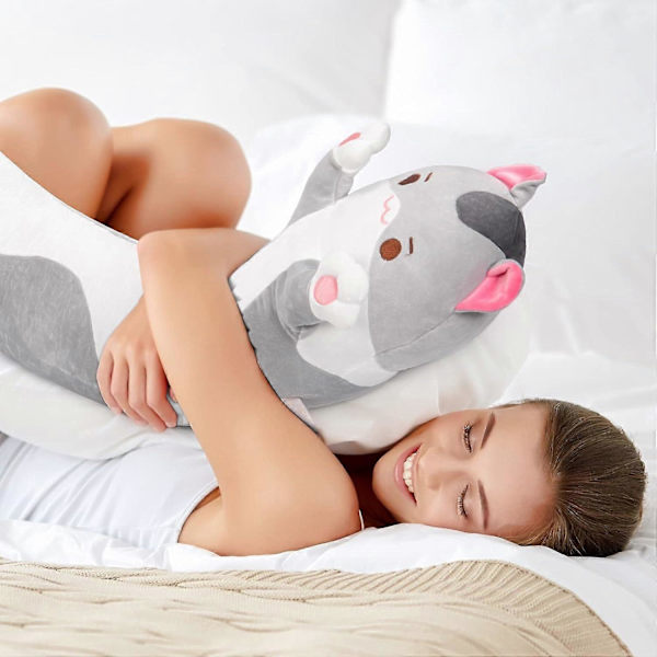 Lång Katt Plysch Kroppskudde, 20 Söta Katt Plyschdjur Mjuka Plushies, Kattunge Plysch Kastkudde Dockleksak Present till Flickvän -grå