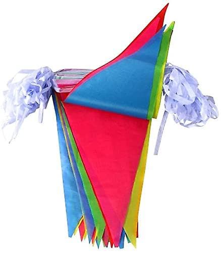 Dww-Barnens dag Flerfärgade vimplar Banner, 80M Vimpel Färgfest Dekorationer Polyestertyg Flaggor, Triangulär 150 Flaggor