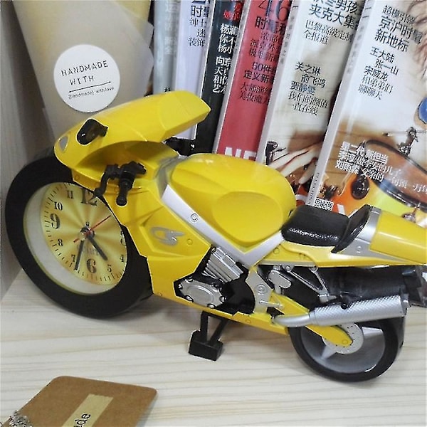 Cs013 Mini Simuleringsmotorcykel Väckarklocka（Gul）