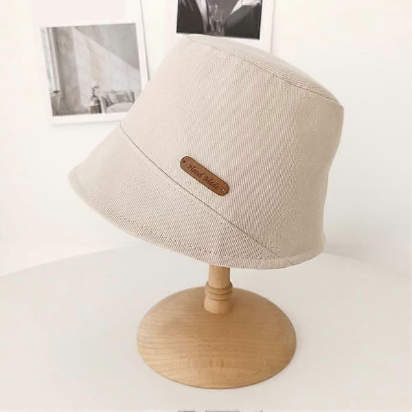 Udendørs bucket hat til piger, ensfarvet solskærm, foldbar fiskerhat Beige