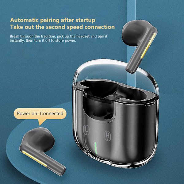 Transparent Bluetooth-headset Mini True Wireless Competition 5.2 Støyreduksjon Space Capsule Cool Game Headset Svart