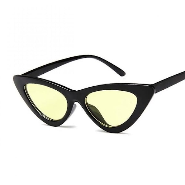 Kvinners sexy retro små cat eye solbriller gule