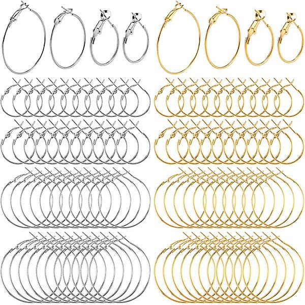 96 st hoops örhängen fynd legering runda örhängen hoops för smyckestillverkning (2x2cm, blandade färger)