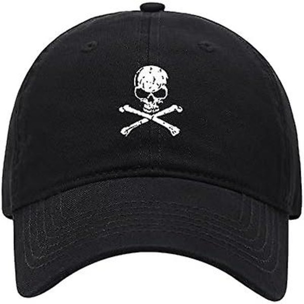 Nopea ostos L8502-LXYB Miesten Baseball Caps Kallo ja ristiluut Painettu Pesty Puuvilla Isän Hattu Baseball Caps（7.625，Musta）