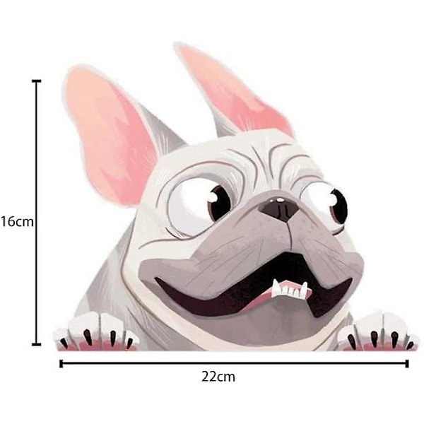 Dww-(Valkoinen, 22 X 16 cm) Auton Tarra, 3D Auton Tarra Koiran Auton Tarra Ranskan Bulldoggin Takalasin Tarra