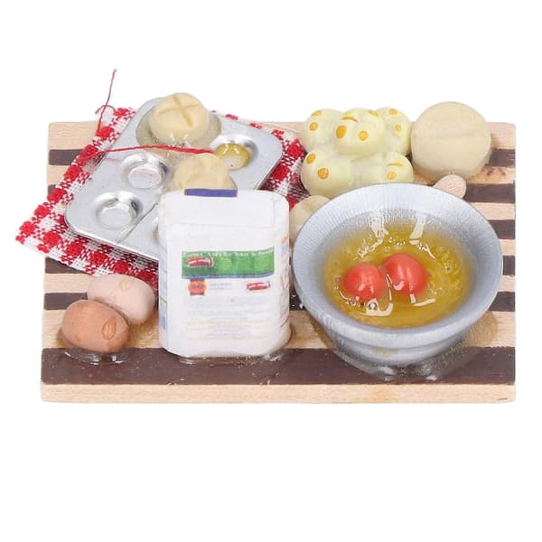1:12 Dockhuskökstillbehör Set Mjölk Ägg Bröd Disk Dockhustillbehör för Barn