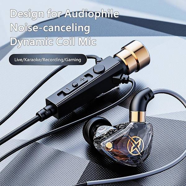 3,5 mm hörlurar, typ-c-headset, typ-c-hörlurar, brusreducering, karaokehörlurar, trådbundna headset, trådbundna hörlurar, för Ktv, hifi, tung bas A